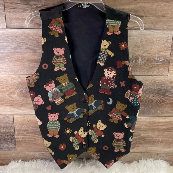 Women's Bear Pattern Vest - Black - Picture 3 of 7